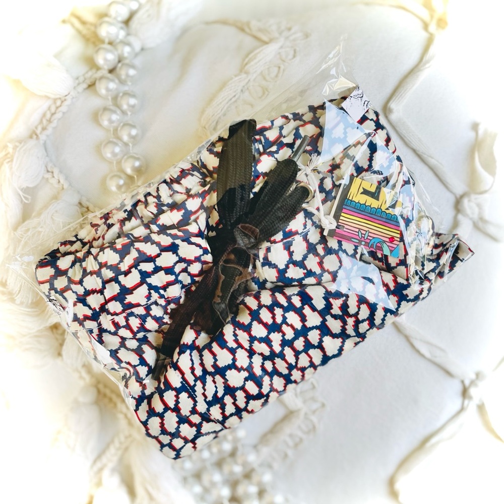 SOLD✨Mads Nørgaard | M/L | Silk Pixel Popo Black Red Blue Drawstring Shorts NWOT - Picture 13 of 13